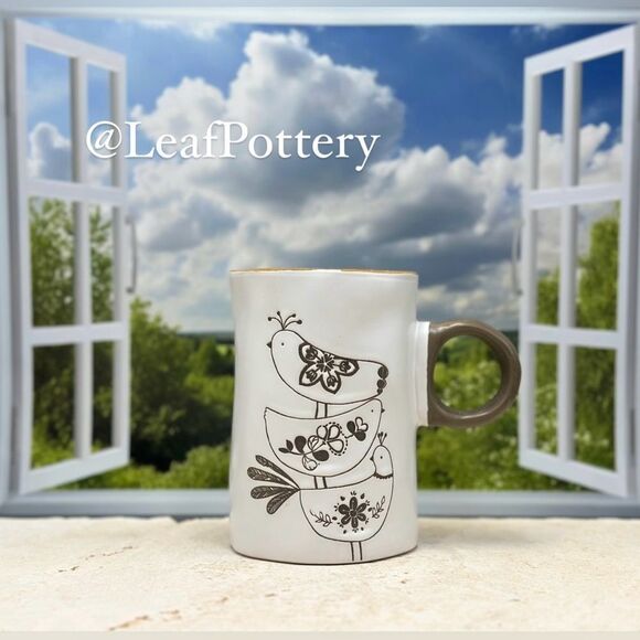 Little Birdie Buddies White/Brown Ceramic 18oz Mug with Handle - Picture 1 of 8